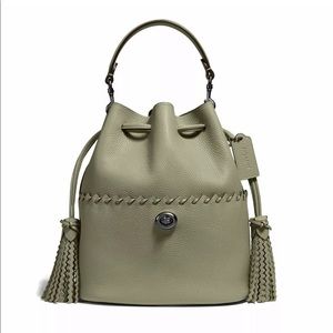 Coach Lora Leather Bucket Bag w/Whipstitch Detail